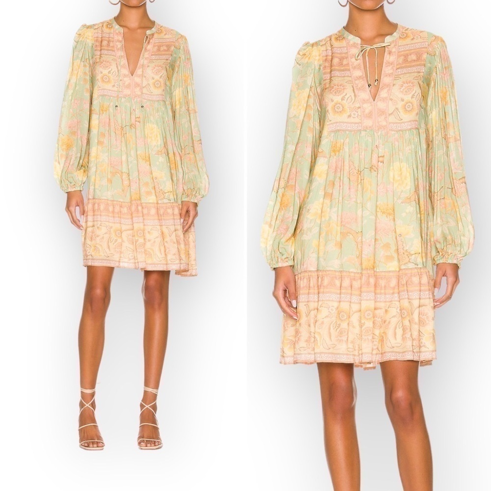NWT Spell And the Gypsy Butterfly Boho Tunic Dress, Size M, Botanical pastel